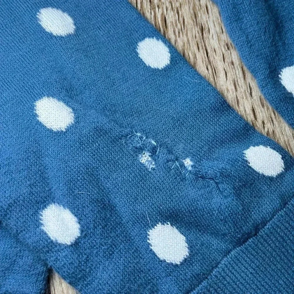 Womens LOFT Blue Polka Dot Sweater - M - Picture 5 of 8